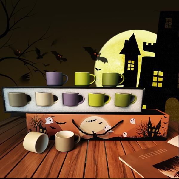 Ceramic Mug Set Premium 5 Piece Coffee Cup Collection Purple Gift Box Packaging Slow Living Theme