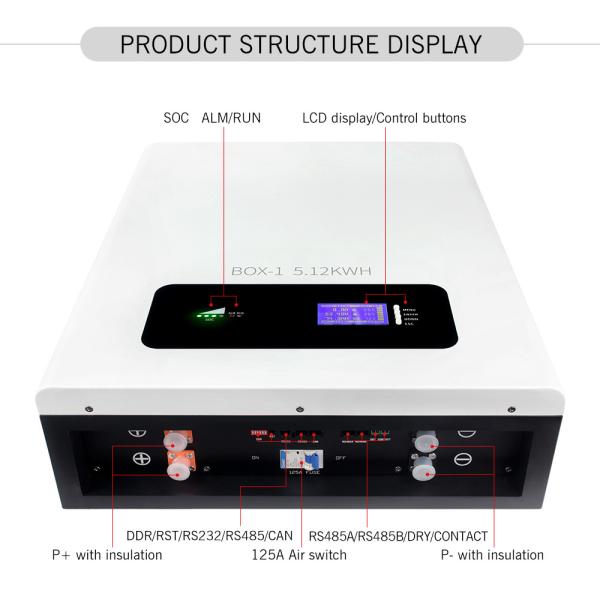 Solar Lithium Wall Residential Storage Battery System With 6000Times Cycle Life