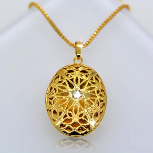 design fashion Vintage Oval Locket Pendants jewelry 18k gold plating Put in solid perfume