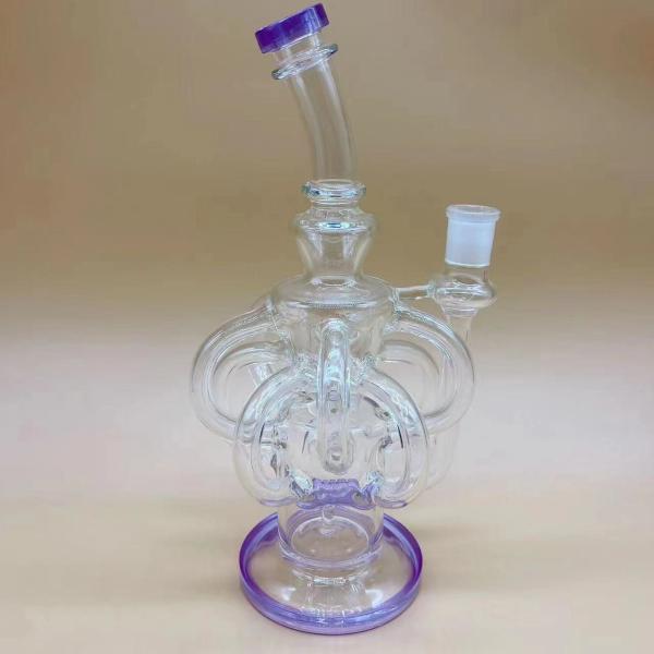 Cachimbo de água de vidro de 14 polegadas com excesso de estoque com bola de vidro colorida DAB Tubo de vidro