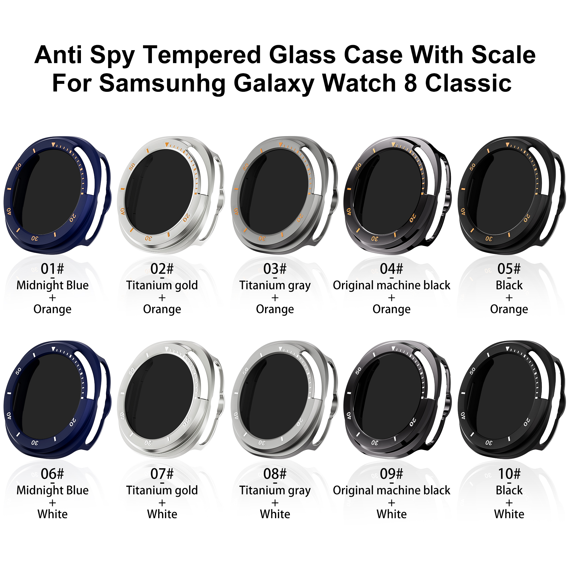 Anti Spy Tempered Glass Case With Scale for Samsunhg Galaxy Watch 8 Classic  Watch Cover Case Accessories