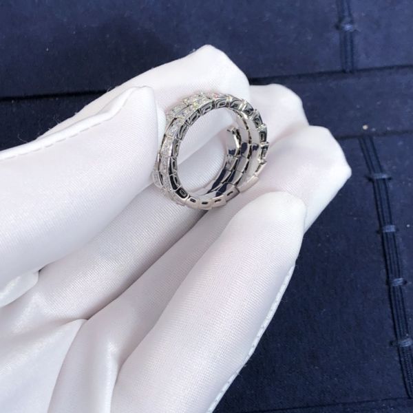 Elegant  18K Gold  2 Row Diamonds Serpenti Viper Ring Diamond Ring Yellow Gold White Gold