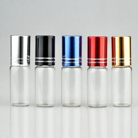 Clear Roll Essential Oil Bottle 5ml 10ml Glass Round Shape Roller Ball Bottle