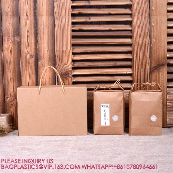 Custom Logo 1kg 5kg Wheat Flour Rice Kraft Paper Plastic Packaging Bags For Packaging