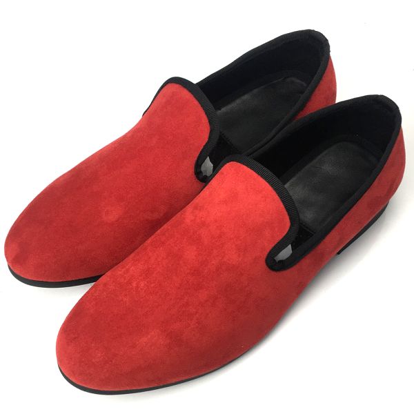 Royal Style Men'S Velvet Slippers Embroidered Mens Velvet Burgundy Loafers