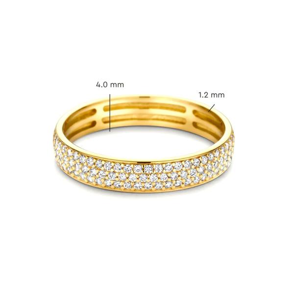 Anillo de media eternidad con circonitas cúbicas chapado en oro de 18 quilates y plata de ley 925 para mujer