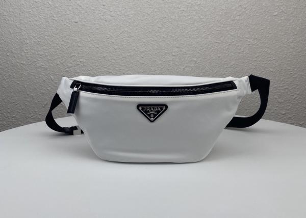 Triangle Logo Blue Dumpling 33cm Ladies Waist Bag With Zipper Open