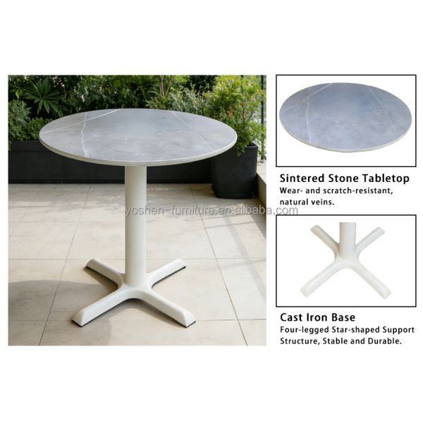 Round Sintered Stone Contemporary Outdoor Dining Tables for Events Parties Hotels Parks & Gyms-Yoshen YS8321