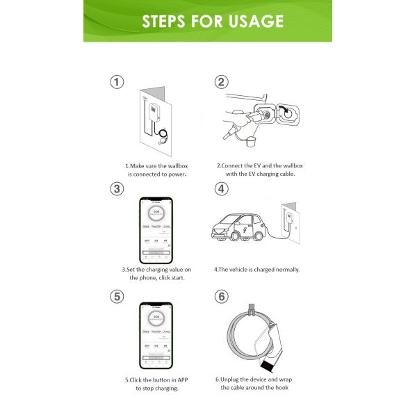 Electric Car Wallbox Charger Pulsar Plus PC body With App ev charger wallbox 7kw earth leakage protection OEM ODM