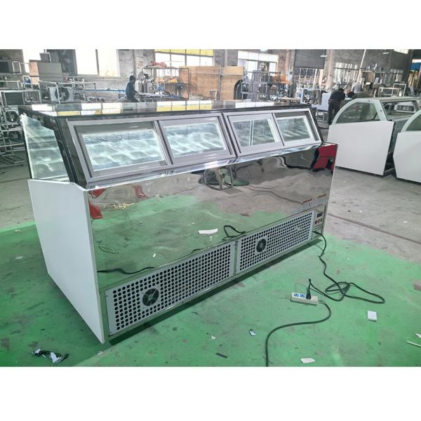 Ultra Low Temperature Ice Cream Display Freezer With Customized Light Box Or Marble Base