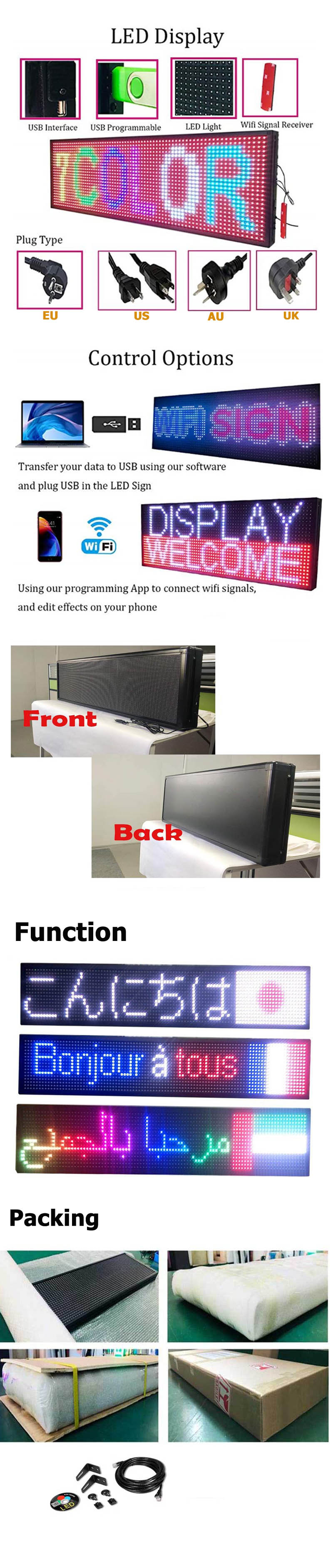 DIP546 Window Outdoor Digital LED Signs 15*52 Inch Waterproof Full Color