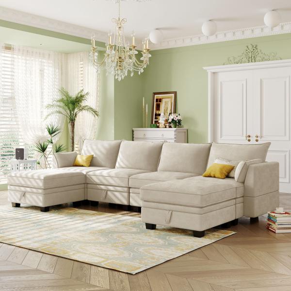 Multifunctional Contemporary Modular Sofa Bed Extendable Breathable