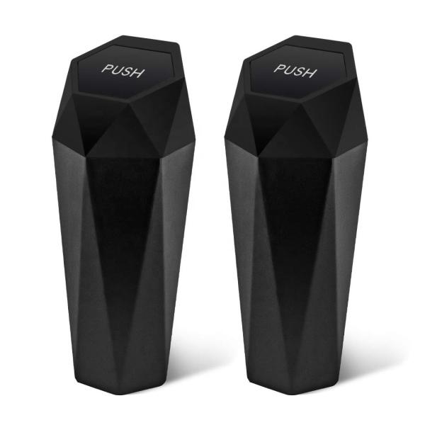 Leakproof Vehicle Trash Bin Easy Clean Up Car Trash Can with Lid New Car Dustbin Diamond Design
