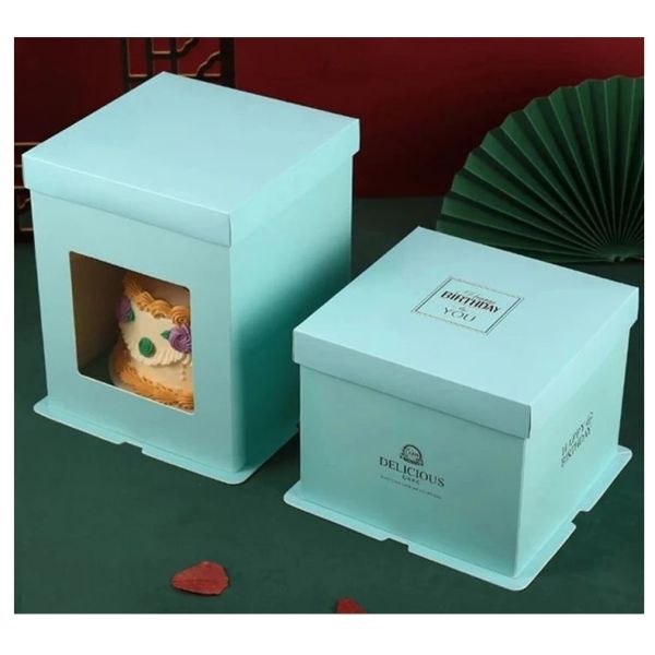 Initial Payment Personalized Acrylic Happy Birthday Cake Box with Custom Logo Design