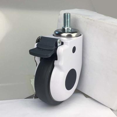 100mm Silent Medical Casters Threaded Stem Swivel TPR Hospital Wheels OEM