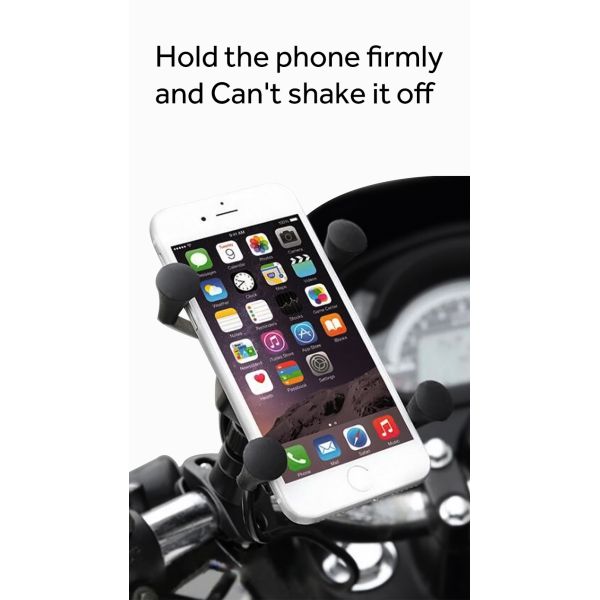 Black 5V 2.5A X Claw Motorcycle Phone Mount For Iphone 11 0.3KG