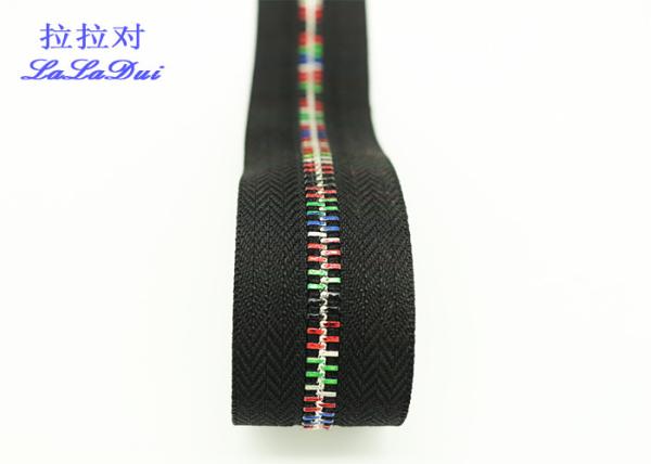 Auto Lock Slider Metal Zipper By The Yard ,  Close End Long Metal Zipper For Handbags
