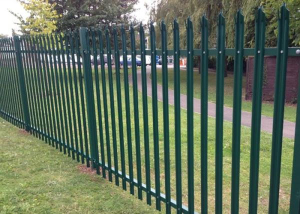 Free Standing Metal Palisade Fencing Decorated For Buildings / Courtyard 100x55mm Post