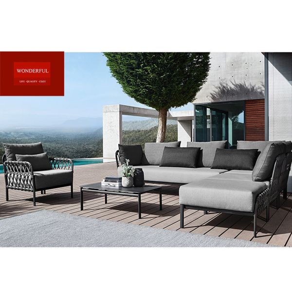 Nordic Patio Furniture Outdoor Furniture Sofa with Quick Dry Foam and Power Coated Frame