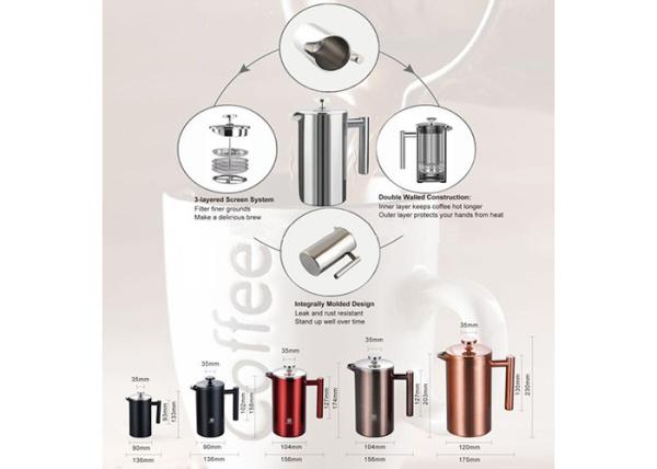 8 Cup Matte Black Stainless Steel French Press Coffee Pot Insulated Coffee Press 27oz/34oz