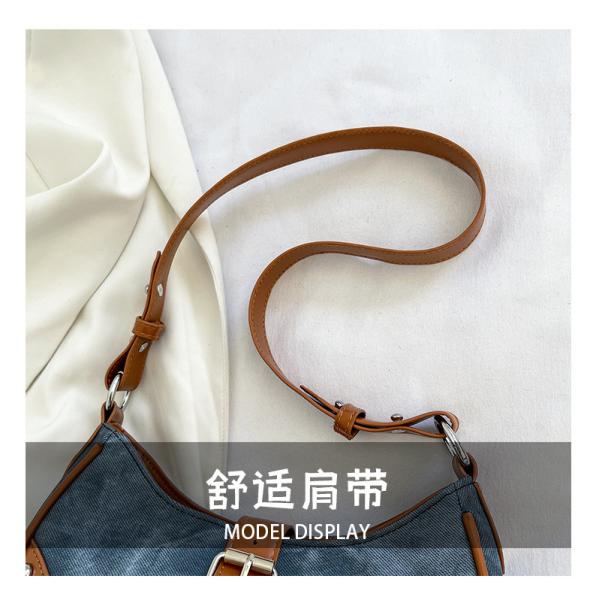 FRENCH FASHION CASUAL UNDERARM BAG WOMEN 2024 NEW TEXTURE BAGUETTE BAG SIMPLE COLOR PATCHWORK SHOULDER BAG TIDE