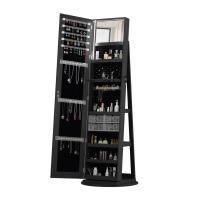 Modern Full Length Mirror Jewelry Cabinet with LED Modes and 3 Back Shelves for Jewelry Storage