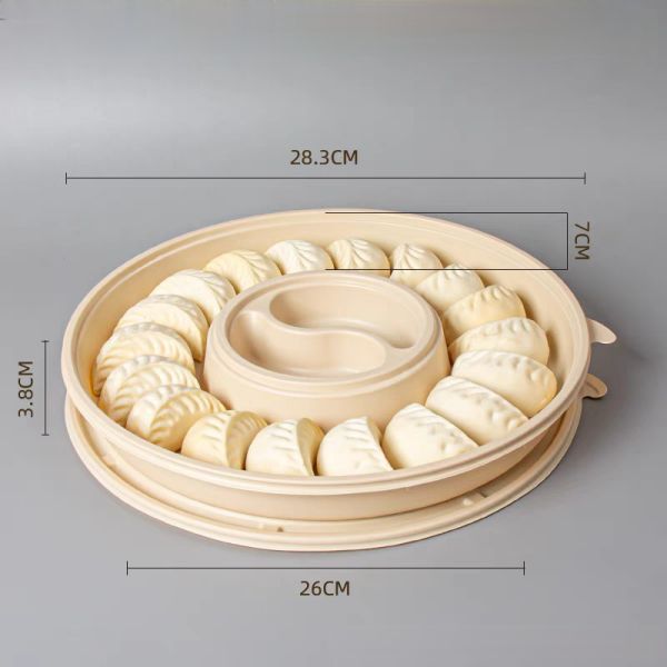 Dumpling Disposable Biodegradable Food Trays 12 Compartment Food Grade