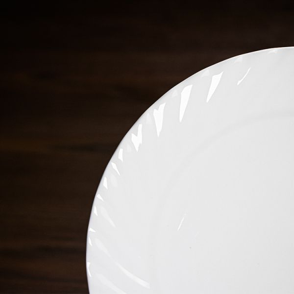 Contemporary Transparent Glazed Threaded Porcelain Plates