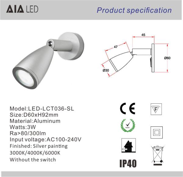 Interior top quality modern design 3W bedroom led wall lighting foldable wall light for bedside for villa