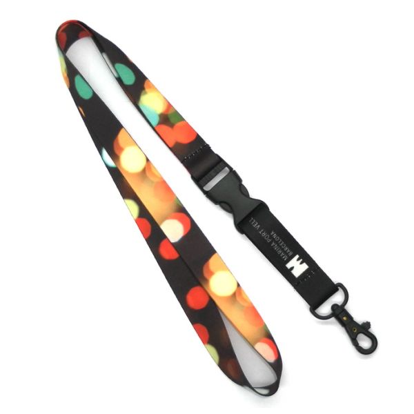 Dye Sublimation Full Color Lanyards Black Nickel Plating 800 + 100 x 20 mm