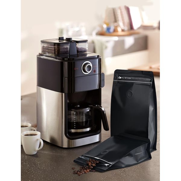 12oz/340g Flat Bottom Coffee Bean Packaging Bag Plastic Bolsa De Cafe with Valve and Zipper 250g/1kg Options Available