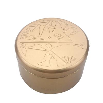 Thé Tin Box With Emboss Lid de fer de la couleur 0.25mm d'or