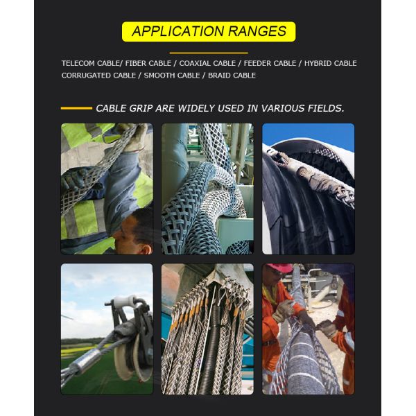 Heavy Duty Double Eye Wire Cable Pulling Grips Socks Galvanized Steel 6 - 320mm