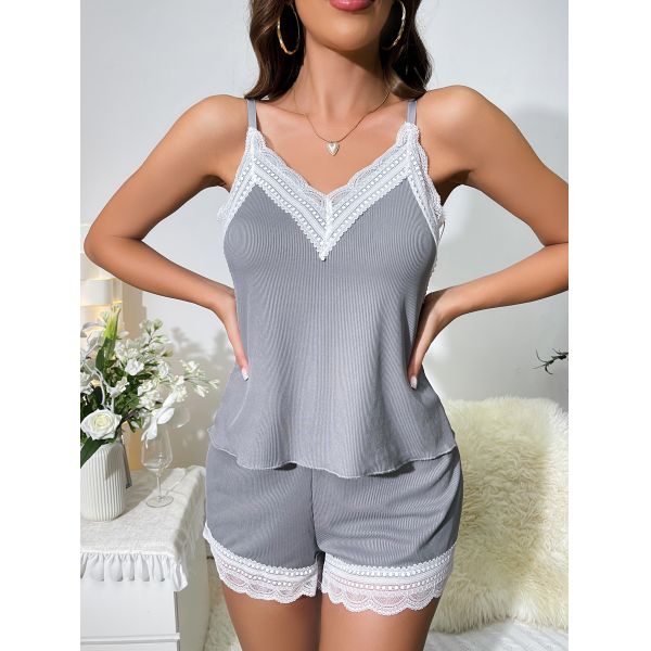 Femmes pyjama ensemble V cou coupe de sommeil lingerie sexy feminine lingerie femmes lingerie sexy