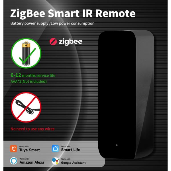ZigBee IR Blaster Smart Home Control Panel Voice Infrared Remote Control Battery Powered