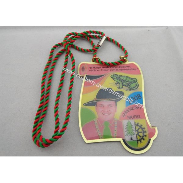 Brass / Copper / Stainless Steel / Aluminum Narrenzunft Murg Carnival Medal with Two Color Cord