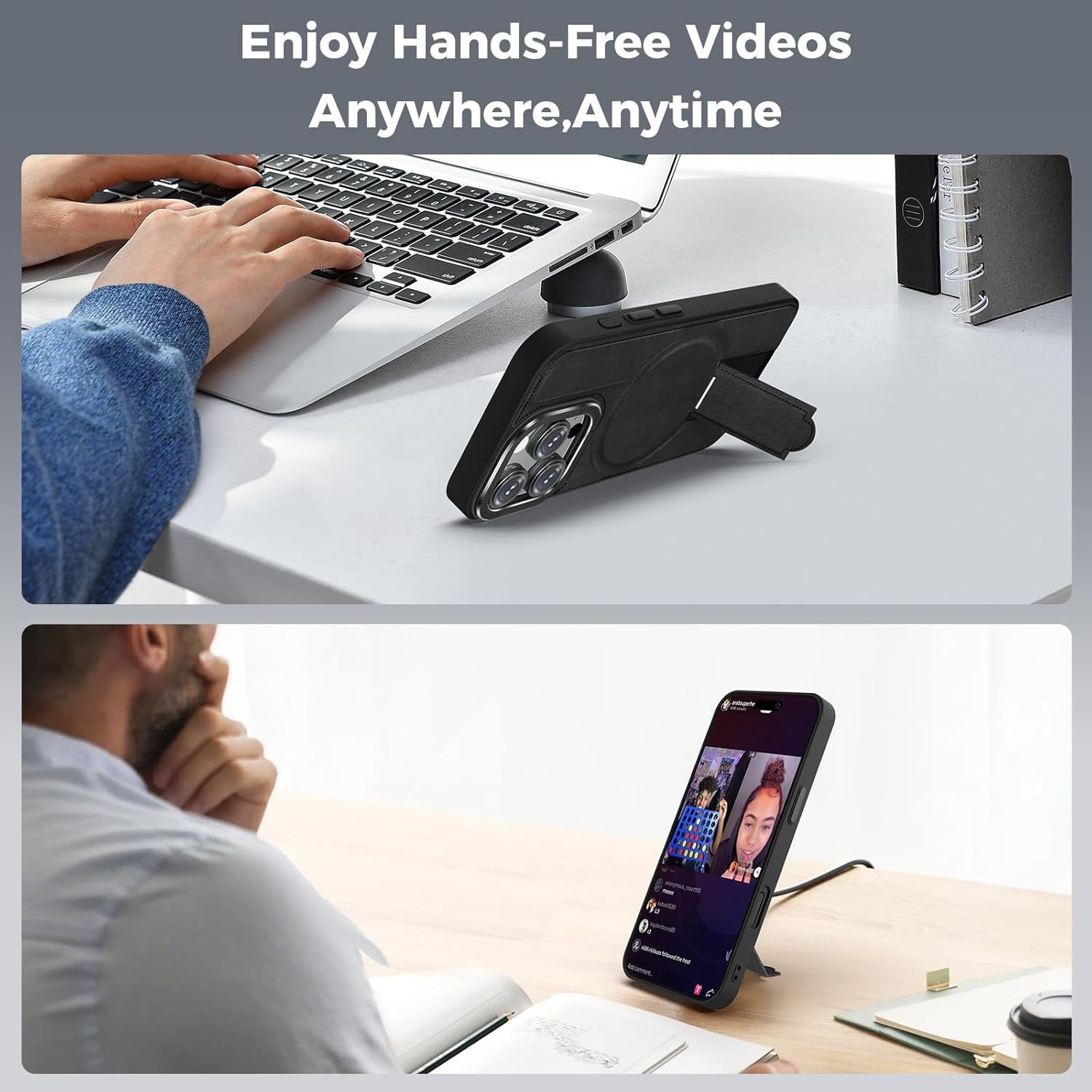 Magnetic Invisible Stand Case for 16 Pro (2024)-Protective Kickstand Cover with Plain Design Mobile Phone Cases