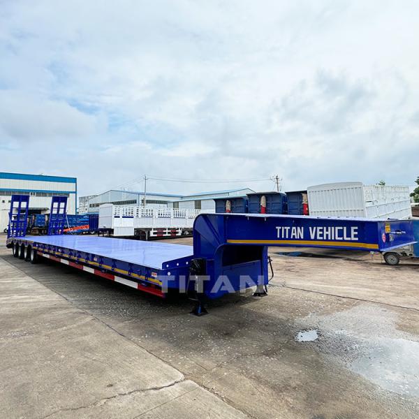 TITAN Heavy Duty 4 Axle 100 Ton Lowbed Truck Trailer Low Bed Semi Trailer for Sale