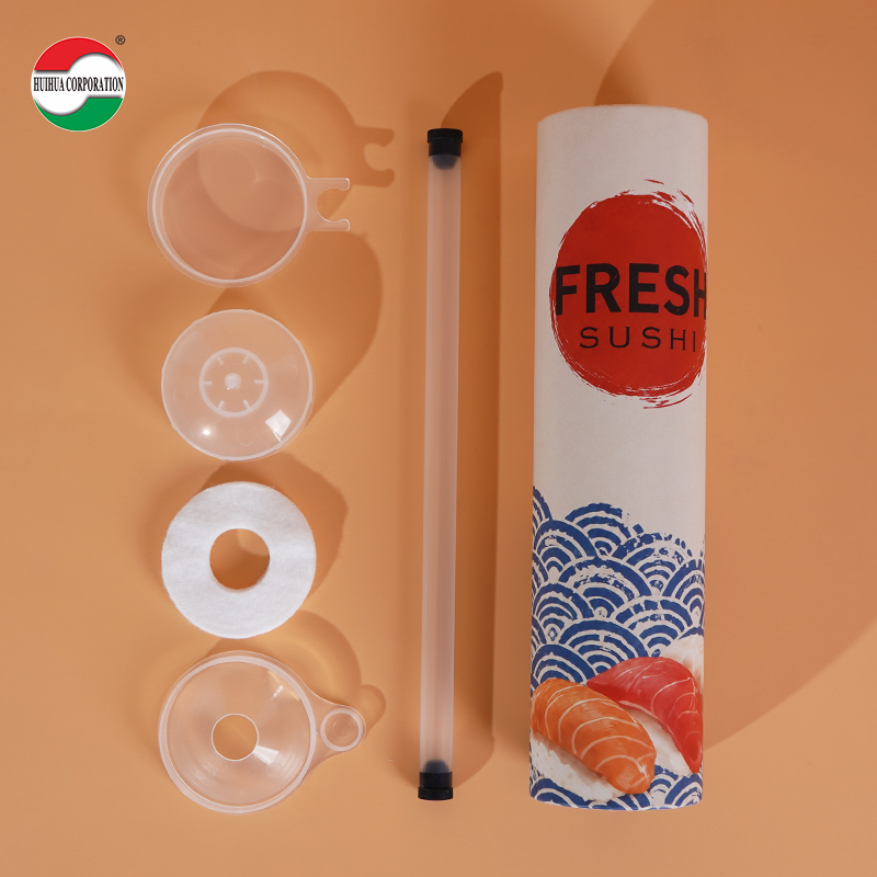 New Design Eco-Friendly Custom Printed Food Grade Pop Push Sushi Recycled Craft Paper Materials for Wholesale Retail Sushi Tube
