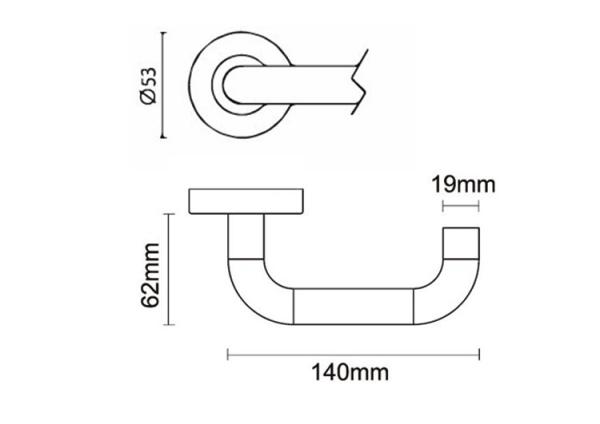Satin Stainless Steel Door Handle With 53 * 6.5mm Rose Design Fire Tested