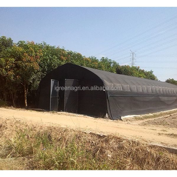 Single-Span PE Shade Net Tunnel Blackout Greenhouse for Mushroom Cultivation