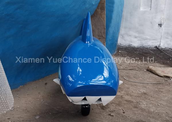 Durable Life Size Shopping Centre Decorations Small Fiberglass Cartoon Shark