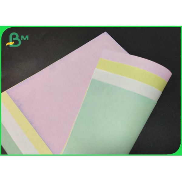 Papel sem carbônio Rolls 48gsm 52gsm da placa azul amarela da polpa de madeira para a impressão do recibo