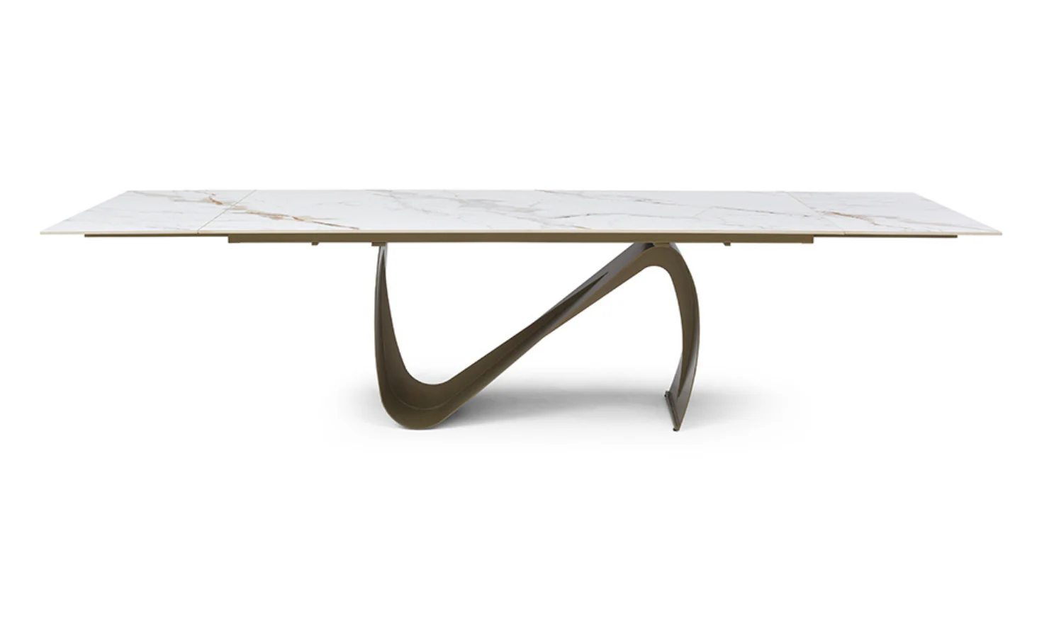Hot Sales Foshan Factory Nordic Style Big Size Expanding Sintered Stone and Glass Metal Dining Table for Dining Room