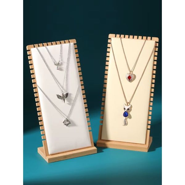 Wood Color Jewelry Stand Display 90*90*210mm Necklace Tray Display