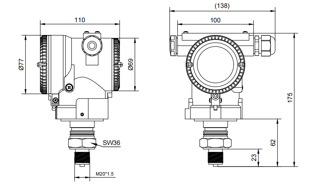 High Stable Industrial Pressure Transmitter Intelligent Explosion Proof GB3836