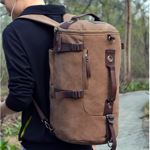 Shoulder bag schoolbag Korean version of casual outdoor canvas bucket bag travel bag man bag