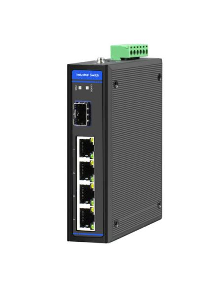 4 Port Industrial Media Converter 4x10/100/1 OOO Base-TX + 1x100/1000 Base-FXSFP