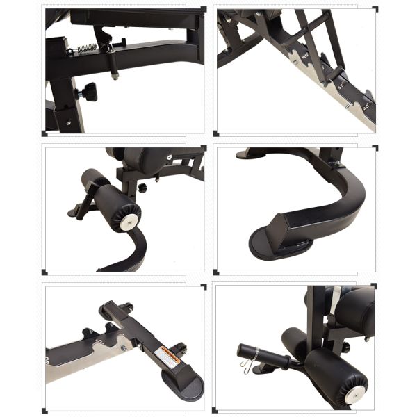 Adjustable Multifunction Commercial Bench in Dark Grey Assembled Size 1585*645*1230