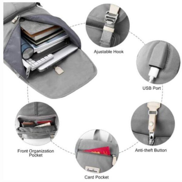 School Backpack, Teenager Daypack 17 Inch Laptop Backpack With Usb Charging Port